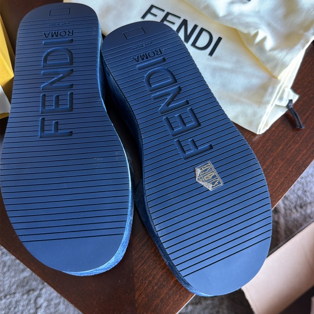Fendi Blue denim sandals NWT size 40 - Picture 2 of 8